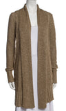 Tory Burch Gold Metallic Cable Knit Chunky Open Front Long Cardigan Size S small ladies