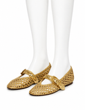 Zimmermann Alchemy Ballerina Flats Gold Leather Woven Buckle Shoes EU 39 | Spring 2026 ladies