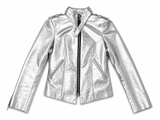 Secret Circus Silver Leather Crystals Biker Jacket size XS ladies