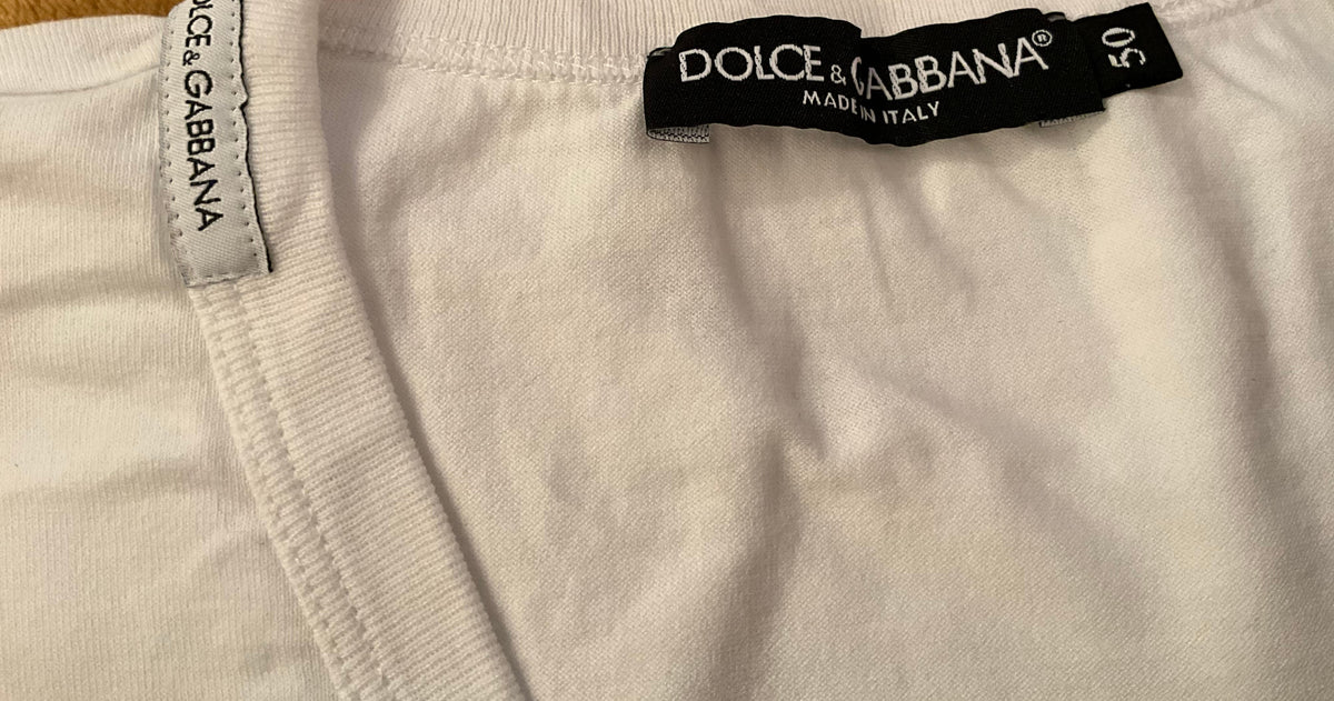 Dolce & Gabbana V-Neck T-Shirt in white size 50 men