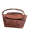 BOTTEGA VENETA French Calfskin Large Intrecciato Arco 33 Wood Brown Bag Handbag ladies