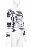 Christian Dior Striped Linen Blend Sailor Sweater – White/Navy ladies