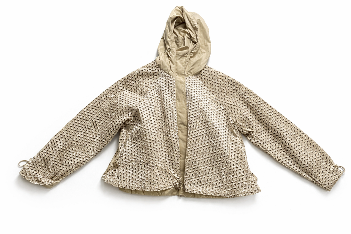 Moncler Guesclin Broderie Anglaise Drawcord Light Jacket Size 2 ladies