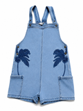Stella McCartney Kids Denim Overalls with Embroidered Palm Trees Size 10 years children