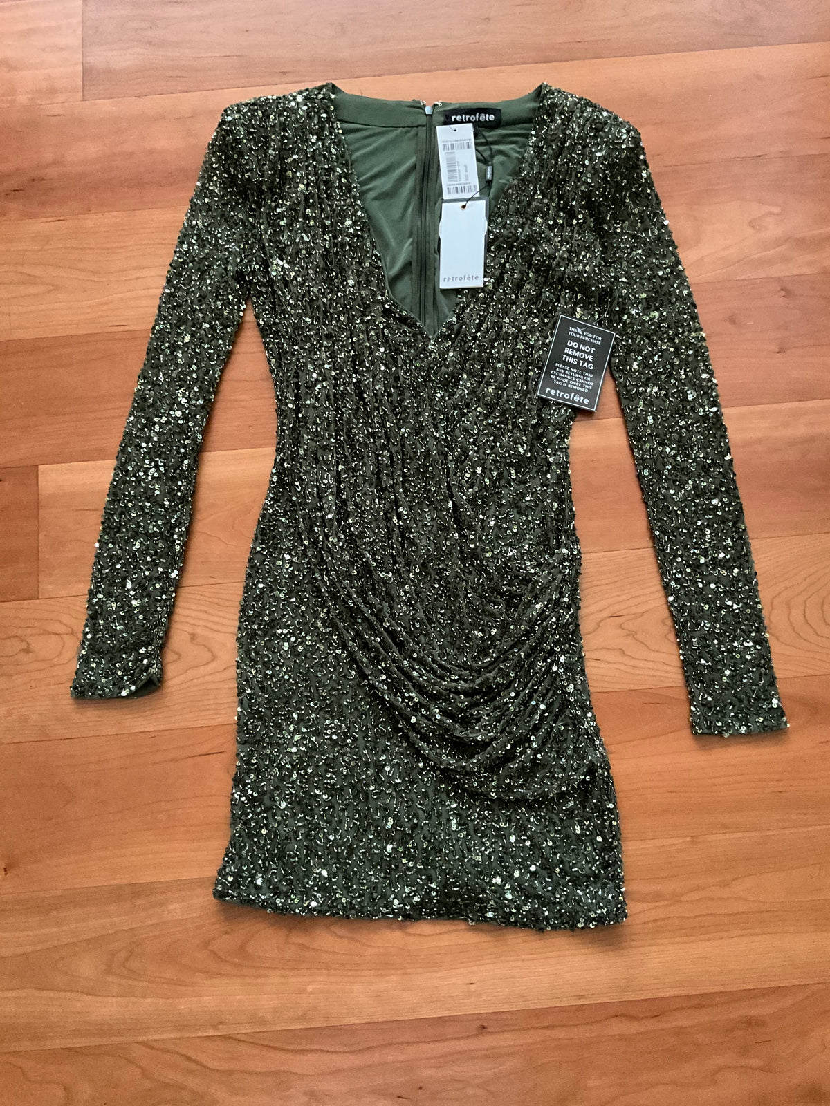 Retrofête Yael Sequin Tull Draped Mini Dress Size S small ladies