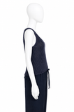 James Perse Navy Cotton & Linen-Blend Knitted Tank Top size 2 ladies