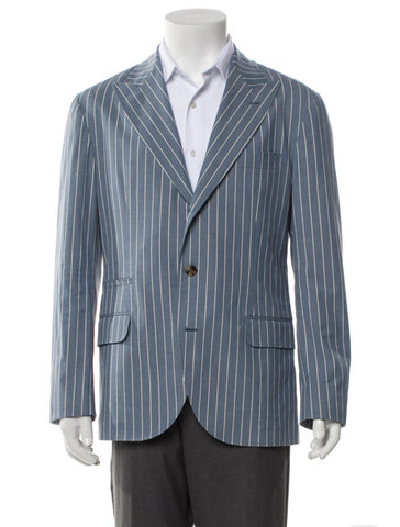 Brunello Cucinelli single-breasted striped blazer jacket size 48 men