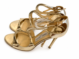 Jimmy Choo Metallic Gold Leather Strappy Stiletto Heel Sandals EU 36 ladies