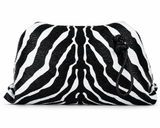 Bottega Veneta Nappa BV Trine Clutch Zebra Black White Lambskin Leather ladies