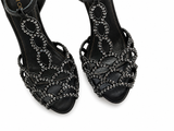 SERGIO ROSSI SCALLOPED CRYSTAL T-STRAP PLATFORM HEELS EU 36.5 UK 3.5 US 6.5 ladies