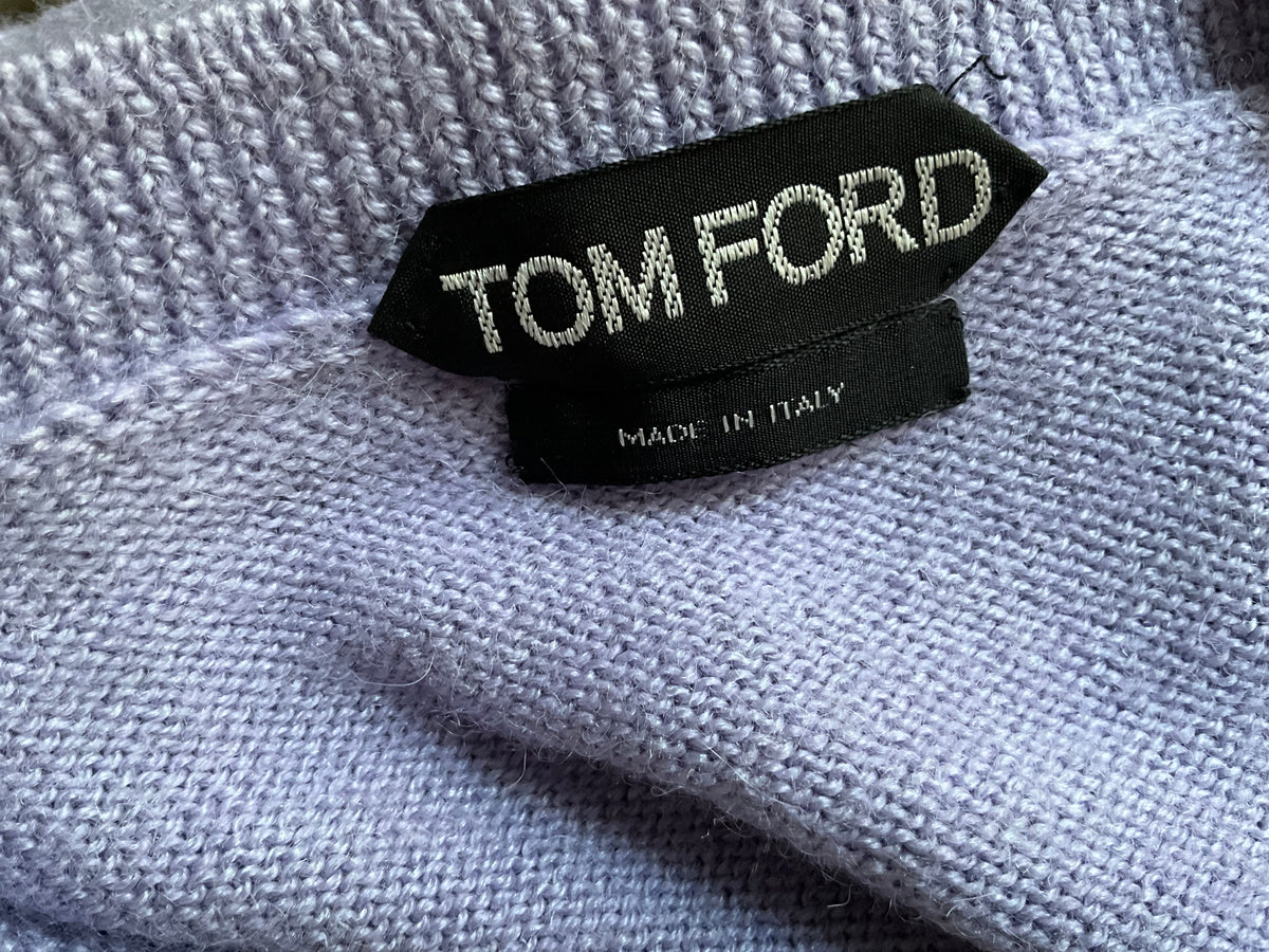 Tom Ford Alpaca & Silk Purple V neck Jumper Sweater Size 52 men