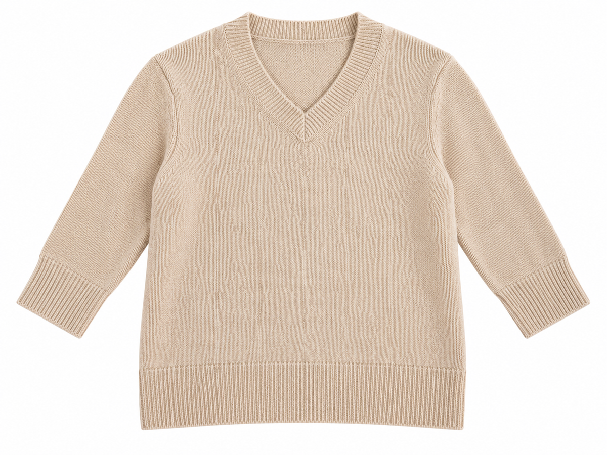 Women’s Beige Cashmere Feel V-Neck Pullover – Size XS/S ladies