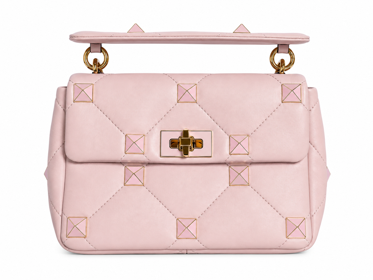Valentino Garavani Roman Stud Quilted Leather Top Handle Bag ladies