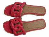 Hermès Hermes Omaha Sandal Flat Pink Lizard Chaine d'Ancre Size 38 ladies