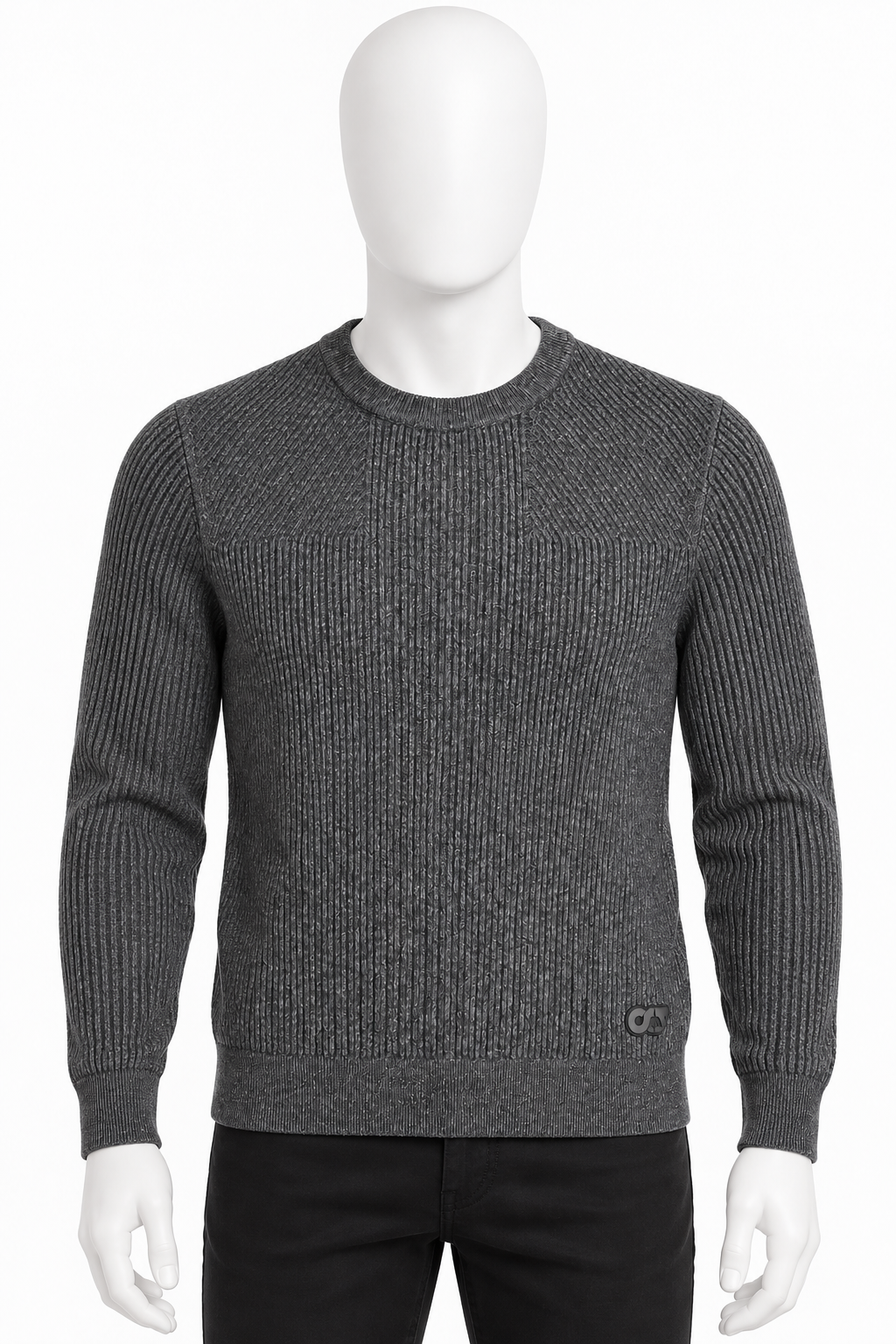 AlphaTauri Grey 3D Ribbed Knit Wool & Cashmere Jumper – Size S men