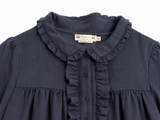 Bonpoint Brode main Hand embroidered navy wool blend dress size 14 years children