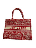 Christian Dior Canvas Embroidered Medium Dioriviera Toile De Jouy Book Tote Raspberry Pink Bag Handbag ladies