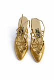 Salvatore Ferragamo Archives Limited Edition Leather Gold Slingback Heels size 38 ladies