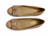 Salvatore Ferragamo Varina bow-embellished patent-leather ballet flats Size 8 1/2 38.5 ladies