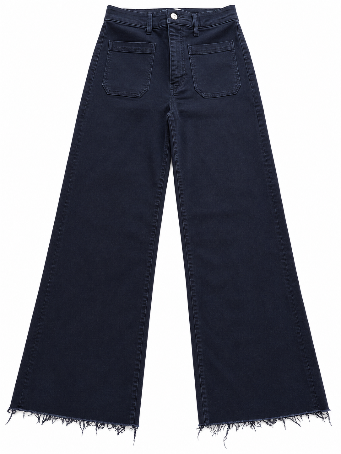 FRAME Navy Blue High-Waisted Wide-Leg Cropped Jeans – Size 29 ladies