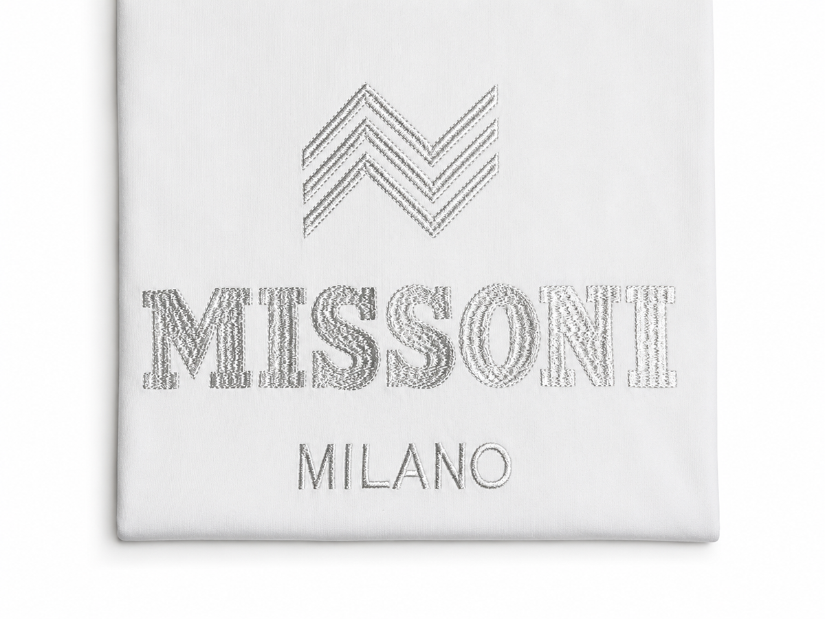 Missoni Milano White Embroidered Logo T-Shirt – Size M ladies