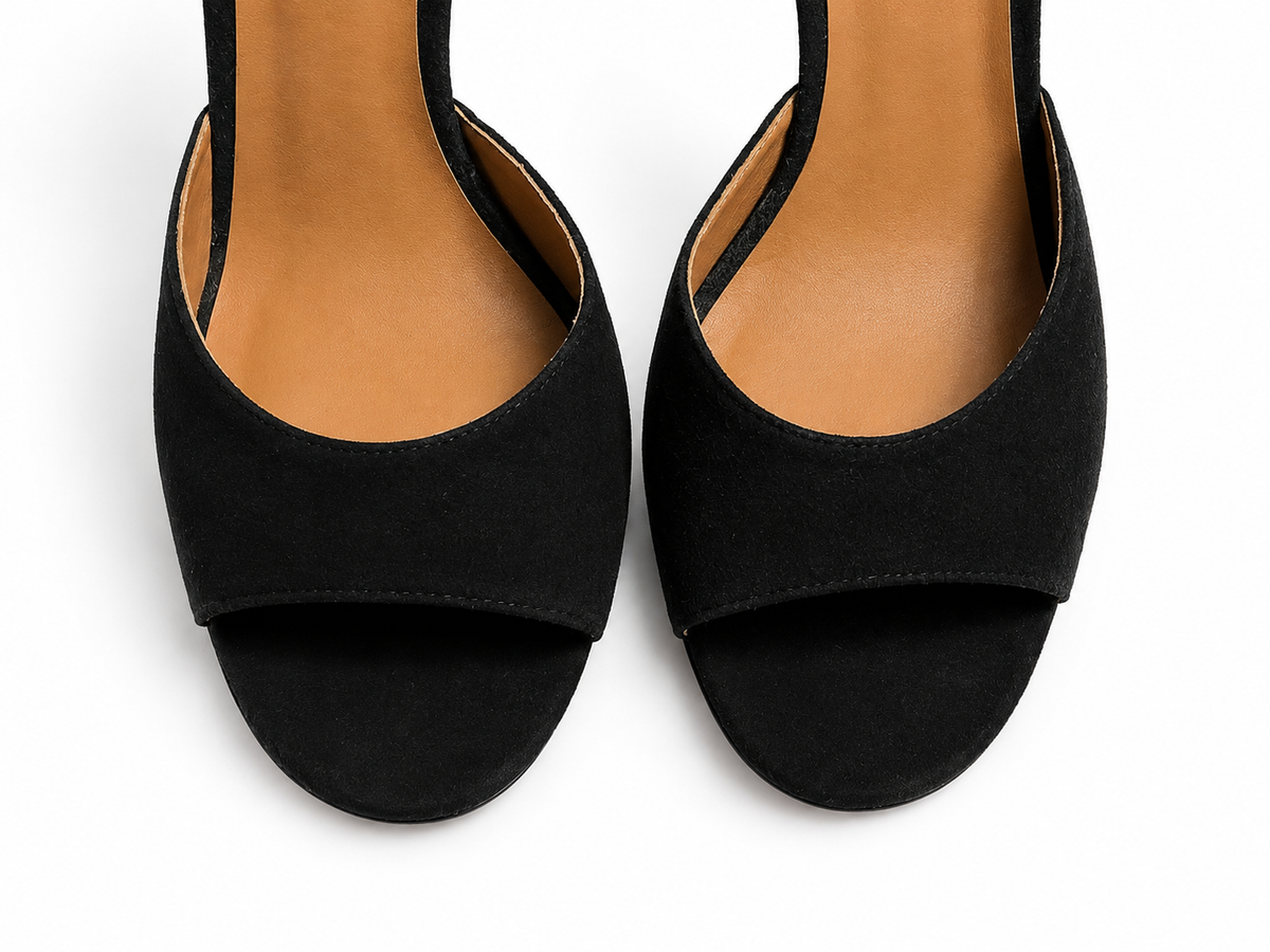 Emporio Armani Black Suede Ankle Strap Heels – Size EU 38 ladies