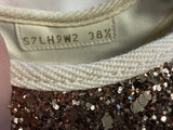 Valentino Garavani Bay By Bay Glitter Ballerina Sneakers Flats Gold Size 38.5 ladies