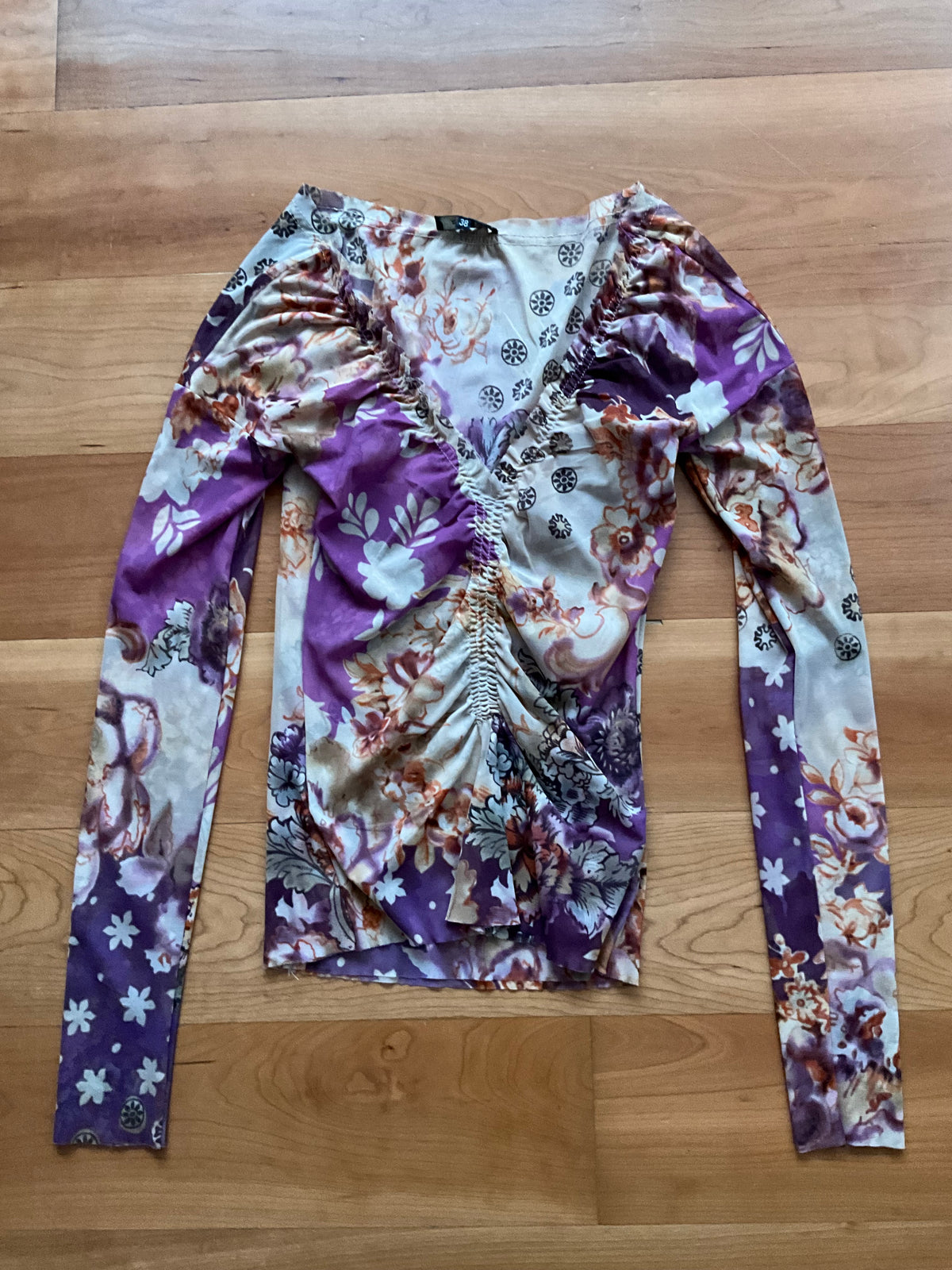 Etro Paisley Print V-Neck Sheer Blouse Top Size I 38 UK 6 US 2 XS ladies
