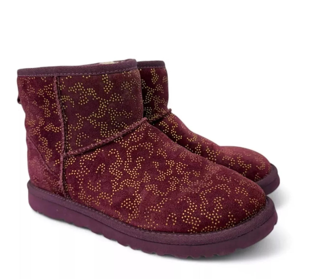 UGG 1008562 ASTR Classic Mini Metallic Maroon Sheepskin Boots UK4.5 37 UGG F11 ladies