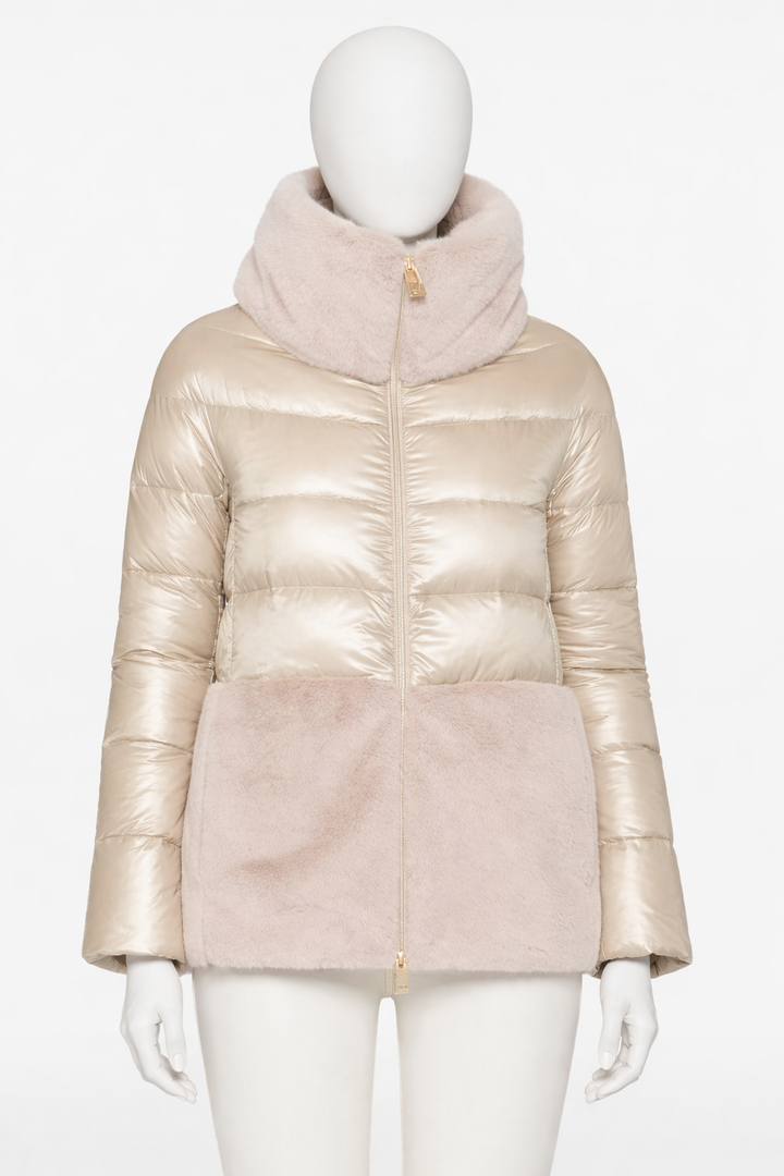 Herno faux fur dawn feathers jacket puffer size I 42 UK 10 US 6 ladies