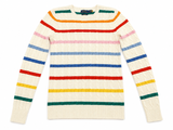 Polo Ralph Lauren Multicolour Striped Cable-Knit Cashmere Sweater size M ladies