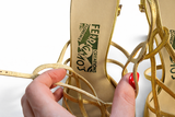 Salvatore Ferragamo Archives Limited Edition Leather Gold Slingback Heels size 38 ladies