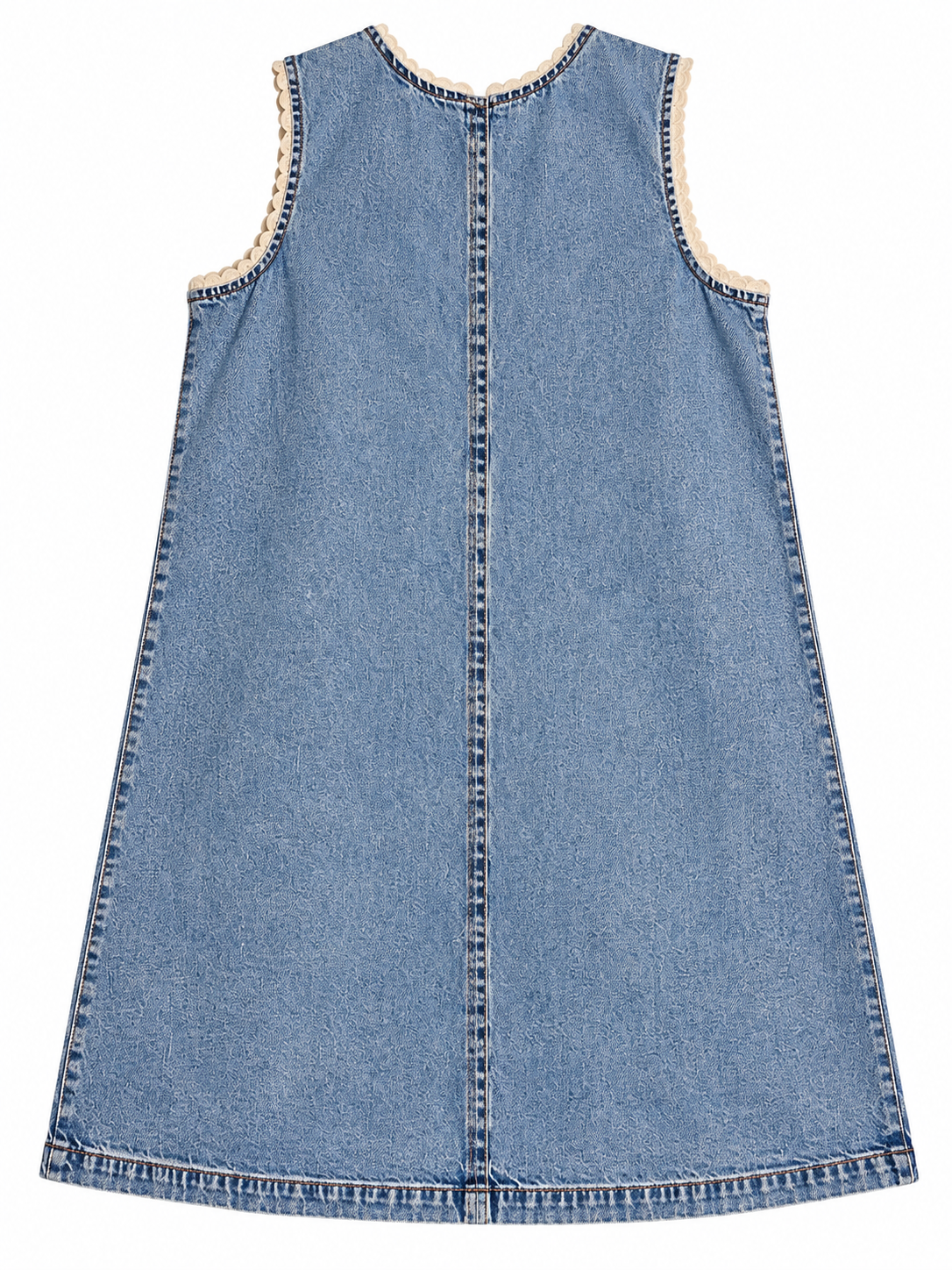 FRAME Crochet Tide Organic Cotton-Blend Denim Mini Dress ladies