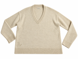 Zadig & Voltaire Mikyz Cream Cashmere V-Neck Jumper with Rhinestone Wings ladies