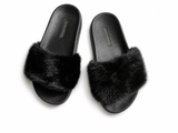 Dolce & Gabbana Black Mink Fur Tuff Pool Slides – Size 36 ladies
