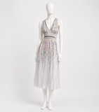 Missoni 2026 Striped Metallic Pleated Midi Dress – IT 44 ladies