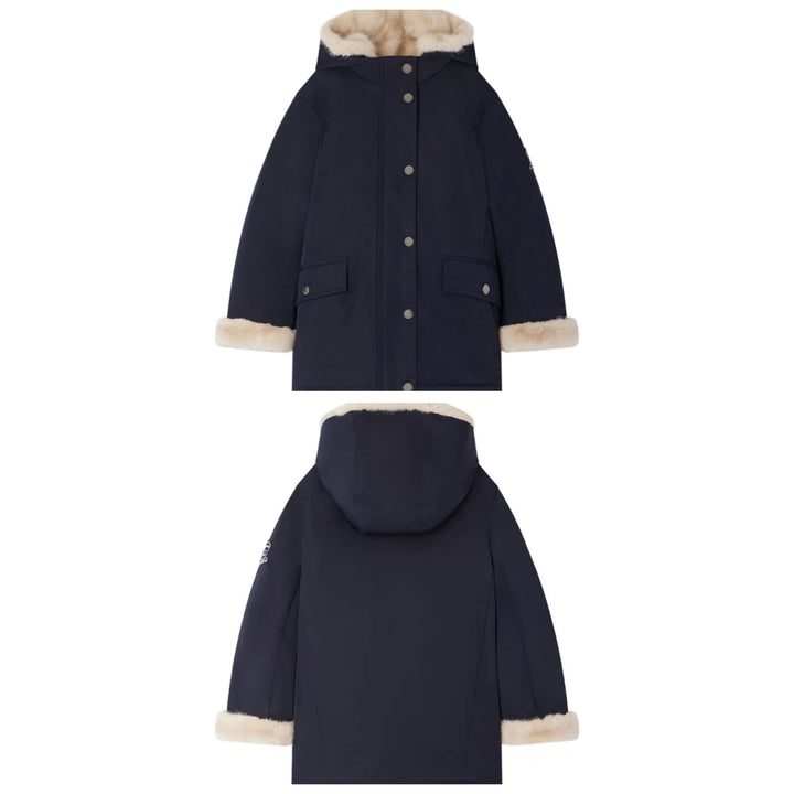 Bonpoint Giordana parka with fur lining Navy Winter Coat Jacket Size 10 years CHILDREN
