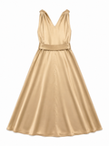 Brunello Cucinelli Champagne Silk Monili Belted Long Dress Size L large ladies