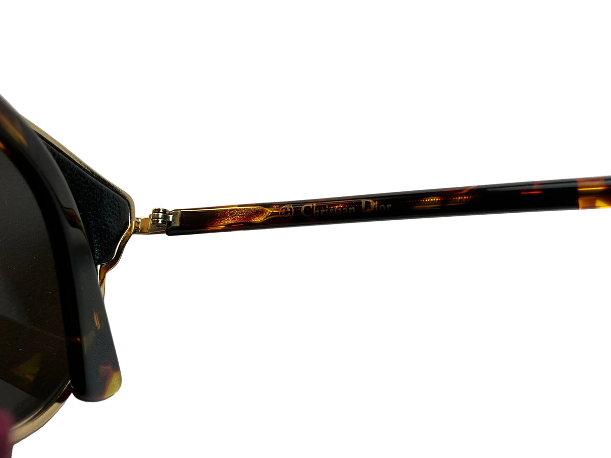 CHRISTIAN DIOR Tortoise Shell Acetate And Goldtone Metal So Real Brow Bar Sunglasses ladies