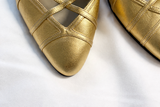 Salvatore Ferragamo Archives Limited Edition Leather Gold Slingback Heels size 38 ladies
