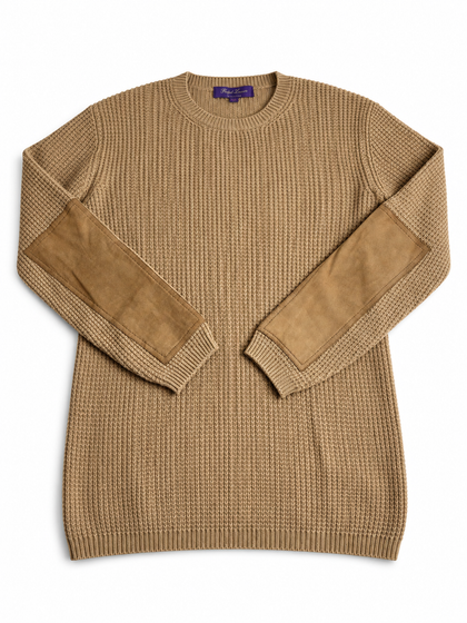 Ralph Lauren Collection Camel Cashmere Jumper with Suede Elbow Patches – Size XS ladies