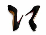 Christian Louboutin Black Suede Peep Toe Pumps – EU 36 ladies
