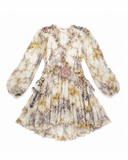 Zimmermann Jude Silk Frill Billow A-Line Mini Dress – Floral Print ladies