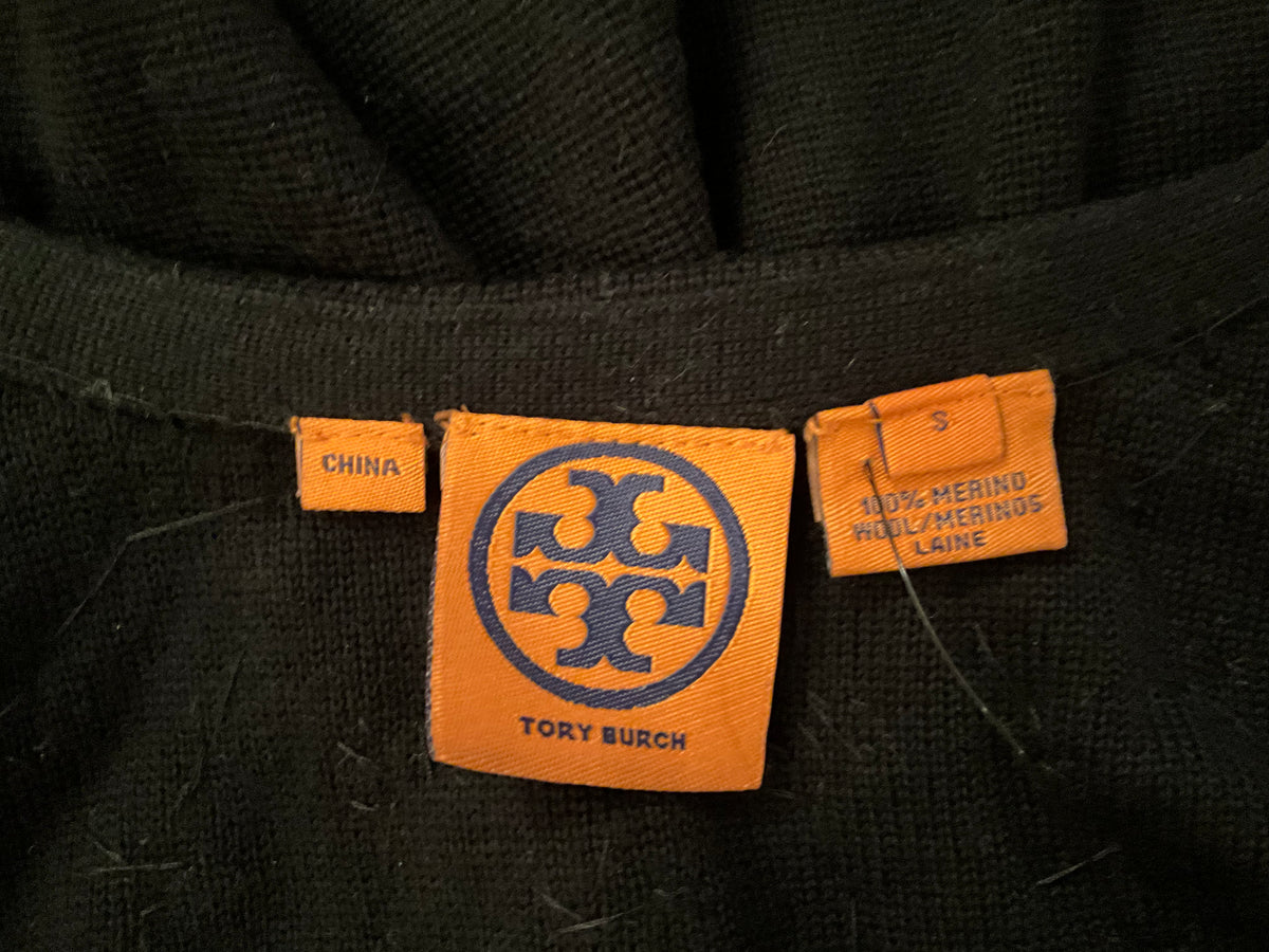 Tory Burch navy merino wool knit cardigan size S small ladies