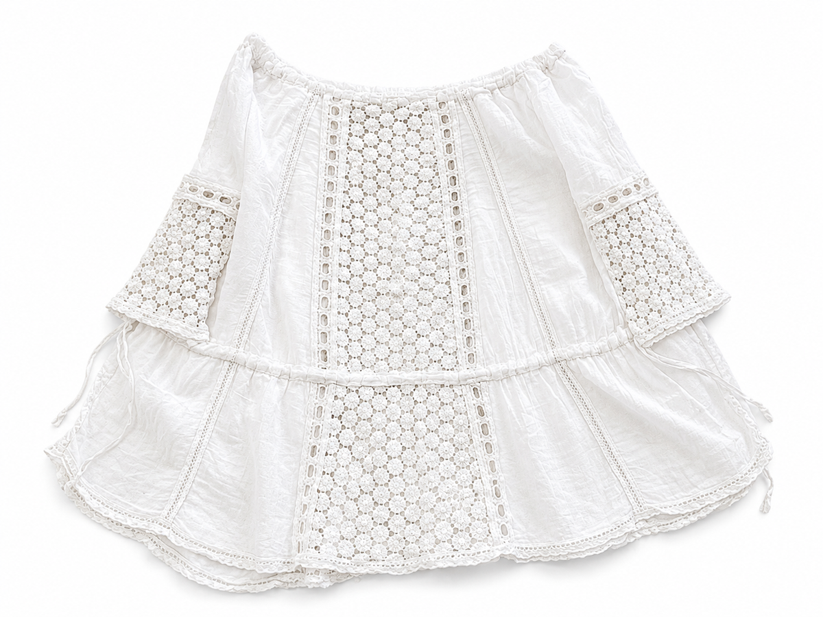 SUNDAY SAINT-TROPEZ Linen Embroidered White cover up dress One Size Fits All LADIES