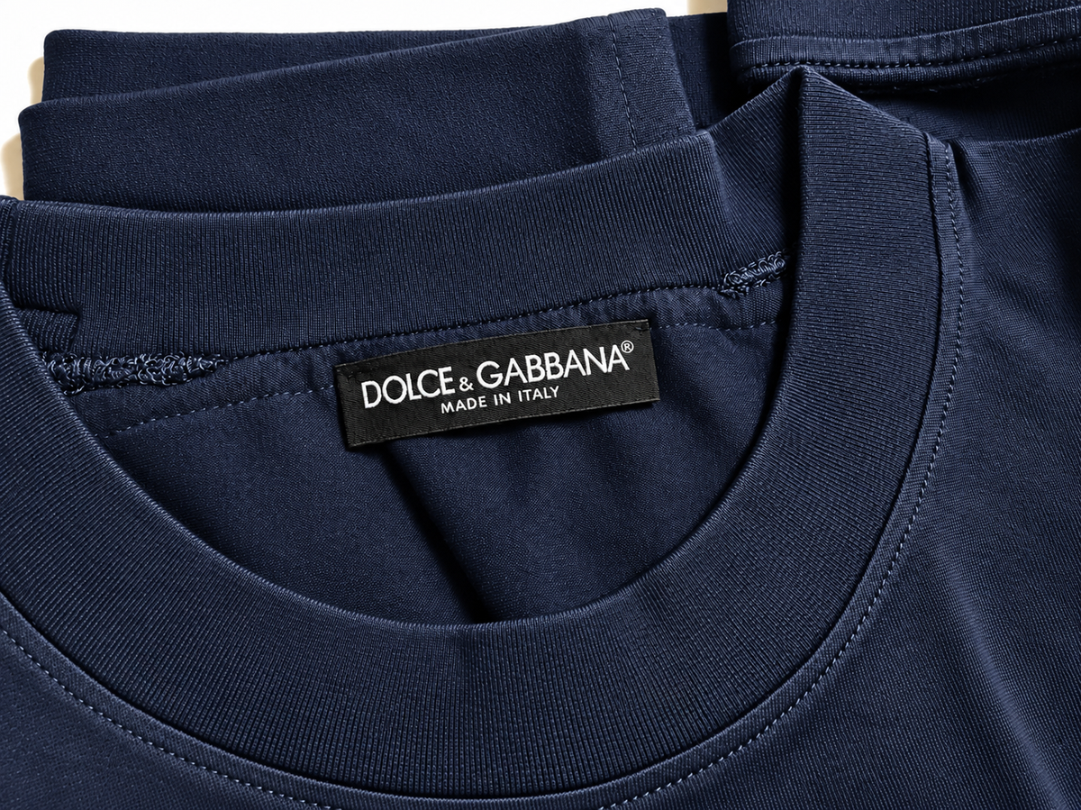 Dolce & Gabbana Men’s Midnight Navy Blue Silk Fitted T-Shirt – Size IT 50 men