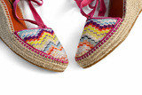 Missoni Zig Zag Leather Striped T-Strap Wedges Sandals Size 39 ladies