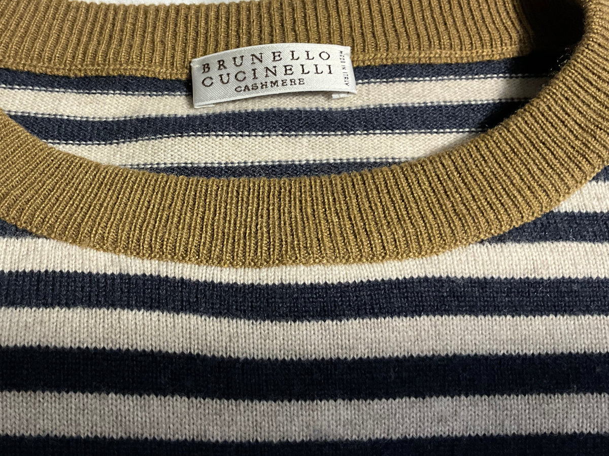 Brunello Cucinelli Striped Monili Embellished Knit Pullover ladies