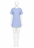 PDN London Blue & White Linen & Cotton Stripe Shirt Dress Size 36 UK 8 ladies