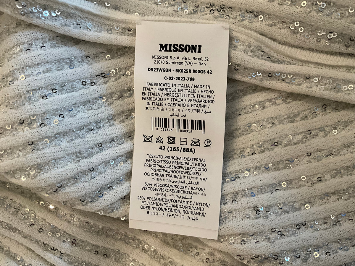Missoni white Sequin-embellished ribbed-knit midi dress Size I 42 UK 10 US 6 ladies